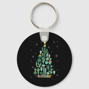 Funny Succulent Christmas Tree Cactus Gardener Key Ring
