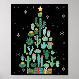 Funny Succulent Christmas Tree Cactus Gardener  Poster