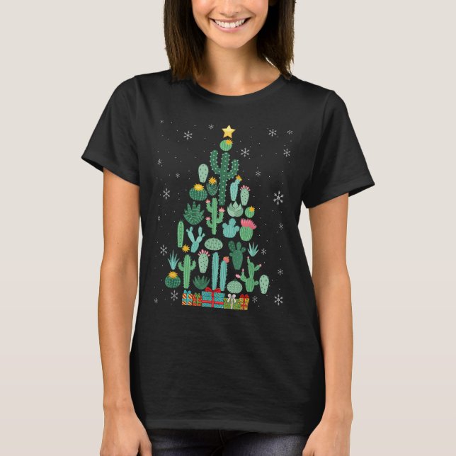 Funny Succulent Christmas Tree Cactus Gardener  T-Shirt (Front)