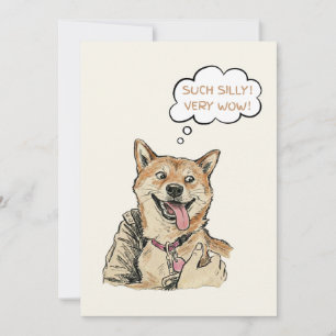 Funny "Such Silly Very Wow" Shiba Inu Doge MemeArt Holiday Card