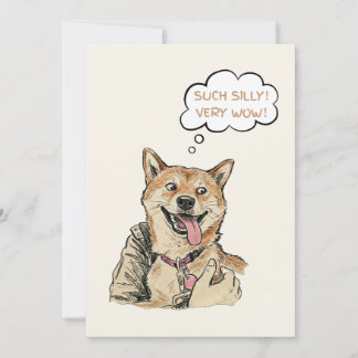 Funny "Such Silly Very Wow" Shiba Inu Doge MemeArt Holiday Card