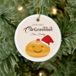 Funny Sufganiyah Our First Chrismukkah, Hanukkah Ceramic Tree Decoration<br><div class="desc">Funny Sufganiyah Our First Chrismukkah,  Hanukkah Ornament</div>