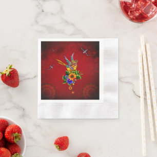 Funny sugar skull bird napkin
