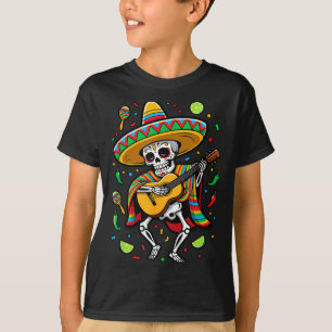 Funny Sugar Skull Dancing Mariachi Skeleton With G T-Shirt