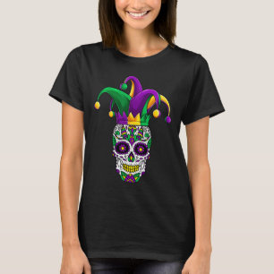 Funny Sugar Skull Mardi Gras Party Apparel  T-Shirt