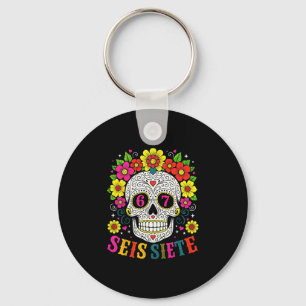 Funny Sugar Skull Seis Siete 67 Meme Day Of The De Key Ring