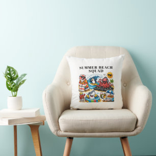 Funny Summer Beach Party Animals - DJ Octopus & Su Cushion