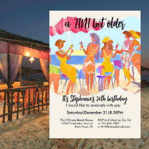 Funny Summer Beach Tini Bit Older 30th Birthday Invitation