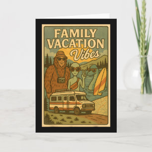Funny Summer Bigfoot Family Vacation Alien Nessie Card