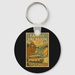 Funny Summer Bigfoot Family Vacation Alien Nessie  Key Ring