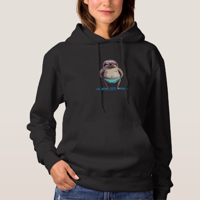 Funny Summer Body with Sloth in Swimsuit for Man a Hoodie (Front)