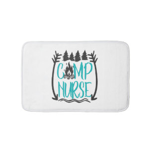 Funny Summer Camp Nurse Nursing Gift Camping RN Bath Mat