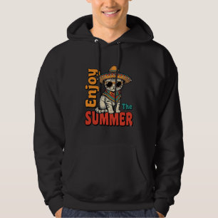 Funny Summer Cat Sombrero Vintage Engraving Design Hoodie