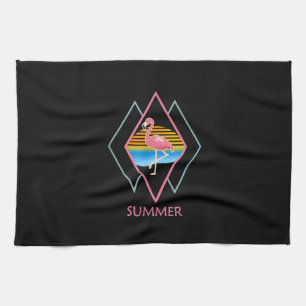 Funny Summer Flamingo   Cute Flamingo Lover Tea Towel