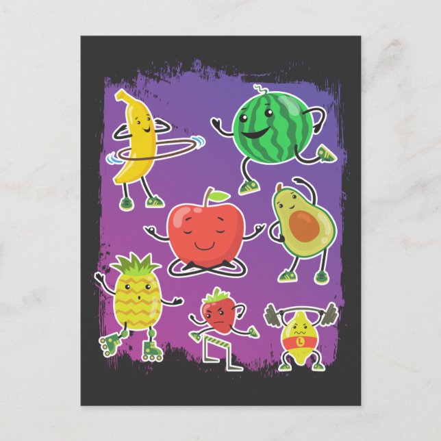 Funny Summer Fruits Healthy Food Sport Lover Postcard (Front)