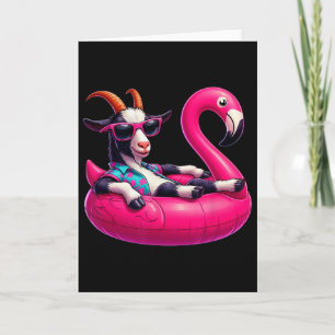 Funny Summer Goat Pink Pool Party Hawaiian Summer  Card