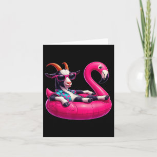 Funny Summer Goat Pink Pool Party Hawaiian Summer  Card