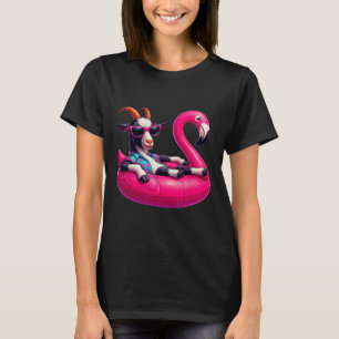 Funny Summer Goat Pink Pool Party Hawaiian Summer  T-Shirt