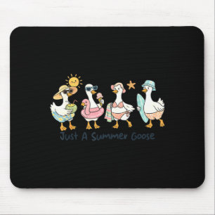 Funny summer goose beach duck cute animal vacation mouse pad