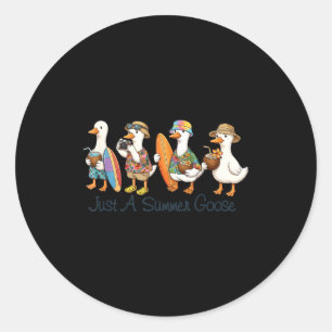 Funny summer goose beach duck surf vacation cute classic round sticker