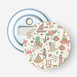 Funny Summer Pattern With Ships Bottle Opener