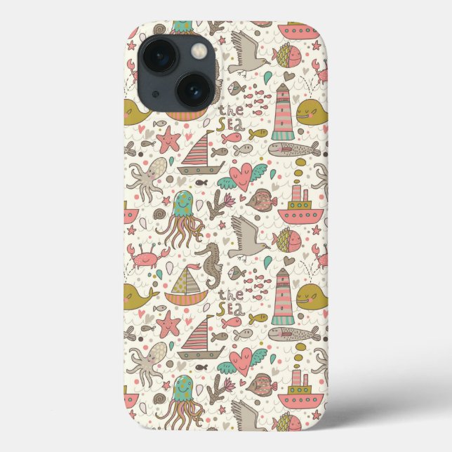 Funny Summer Pattern With Ships Case-Mate iPhone Case (Back)