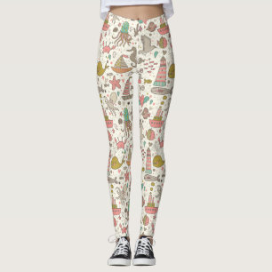 Funny Summer Pattern With Ships Leggings