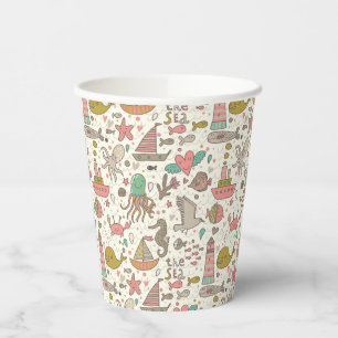 Funny Summer Pattern With Ships Paper Cups