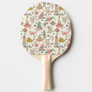 Funny Summer Pattern With Ships Ping Pong Paddle
