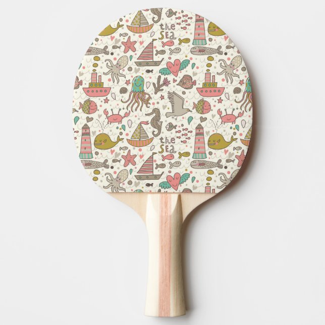 Funny Summer Pattern With Ships Ping Pong Paddle (Front)