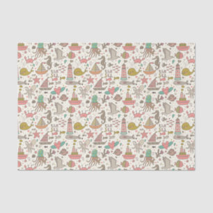 Funny Summer Pattern With Ships Tissue Paper