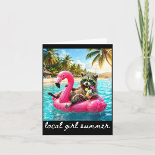 Funny summer racoon meme women girls feral girl card