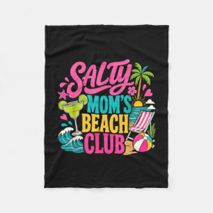 Funny summer salty mum's beach club vacation mama fleece blanket
