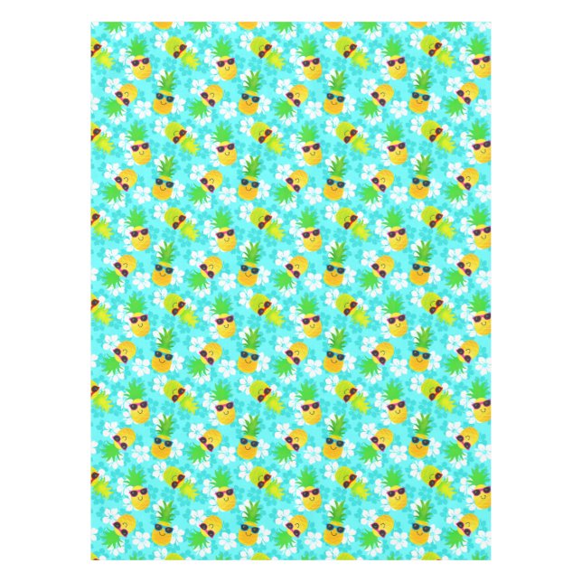 Funny Summer Tropical Pineapples Tablecloth (Front)