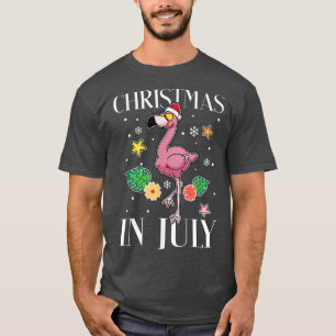 Funny Summer Vacation Christmas In July Flamingo  T-Shirt