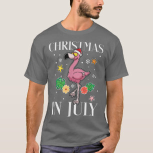 Funny Summer Vacation Christmas In July Flamingo T-Shirt