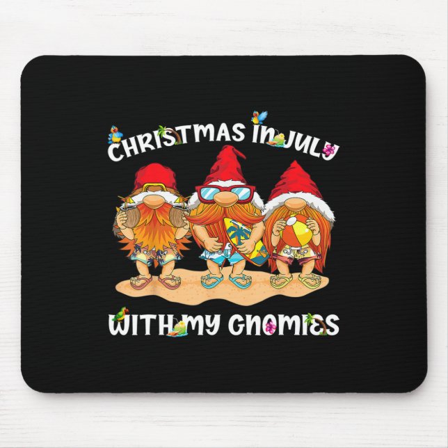Funny Summer Vacation Gnomies - Gnomes For Christm Mouse Pad (Front)