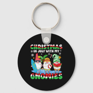 Funny Summer Vacation Gnomies Gnomes For Christmas Key Ring