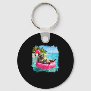 Funny summer vibes racoon women girls feral girl key ring