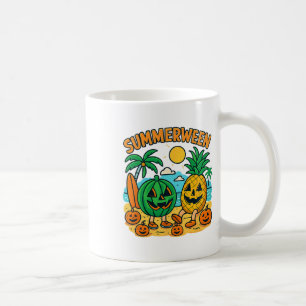 Funny Summerween Cute Watermelon And Pineapple Bea Coffee Mug