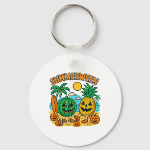 Funny Summerween Cute Watermelon And Pineapple Bea Key Ring