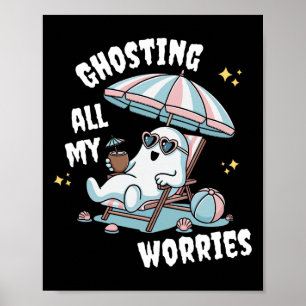 Funny Summerween Ghost Spooky Summer Vacation Beac Poster