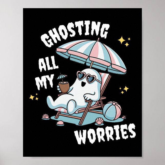 Funny Summerween Ghost Spooky Summer Vacation Beac Poster (Front)