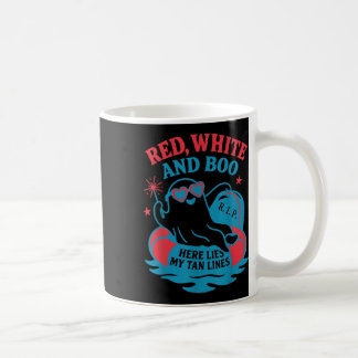Funny Summerween Red White And Boo 4th Of July Mat Coffee Mug
