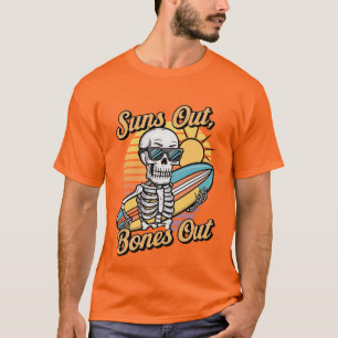 Funny sun surfing skeleton  T-Shirt