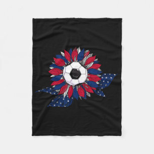 Funny Sunflower And Soccer Ll With American Flag 4 Fleece Blanket