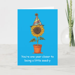 Funny Sunflower Birthday Seed-y Humour Fun Card