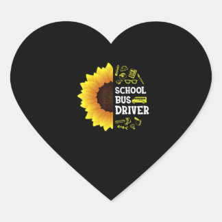funny sunflower school bus driver back to school heart sticker
