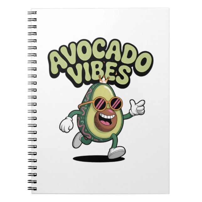 Funny Sunglasses Avocado Notebook (Front)