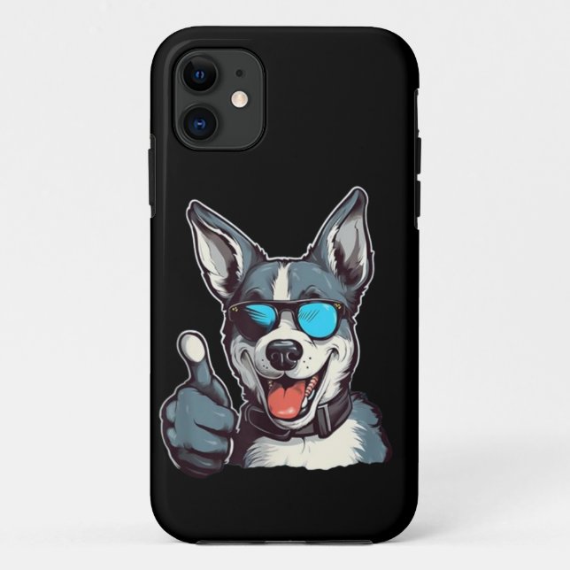 Funny sunglasses dog with thumbs up Case-Mate iPhone case (Back)